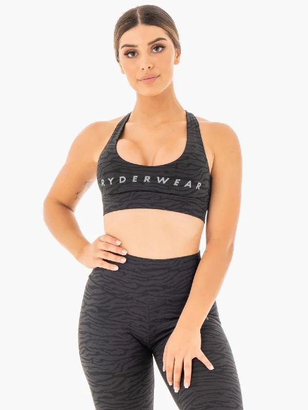 bralette sports bras for light exerciseWild Cross Over Sports Bra - Black Zebra