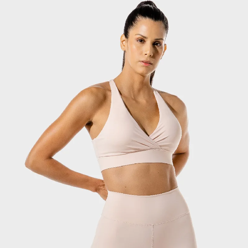 balconette lace bras for a feminine touchWomen's Fitness - Wrap Sports Bra - Peachy Keen