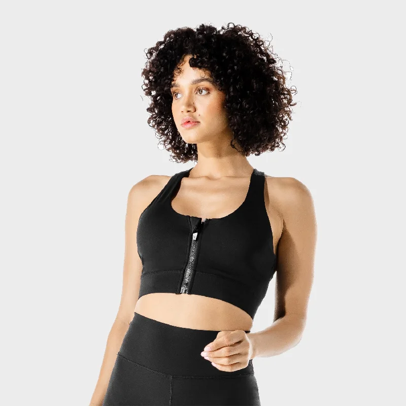 bralette with underwire for added supportWomen's Fitness - Zip Up Sports Bra - Black bralette with underwire for added supportWomen's Fitness - Zip Up Sports Bra - Black
