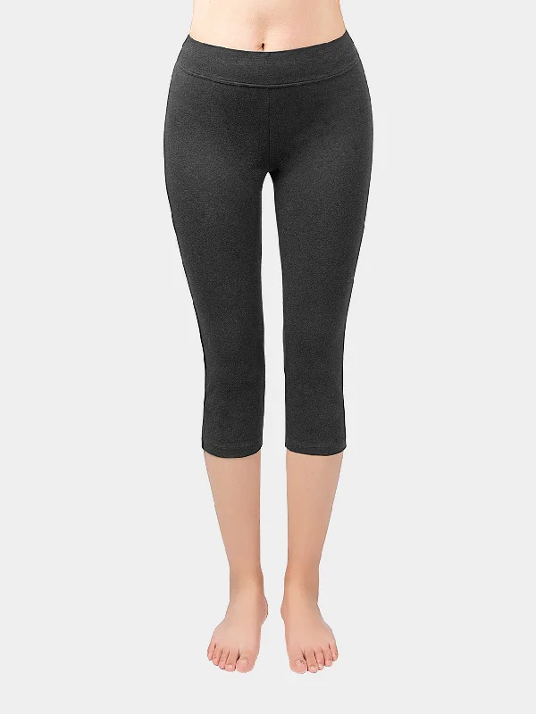 Yoga Cropped Cotton Sports Leggings Grey