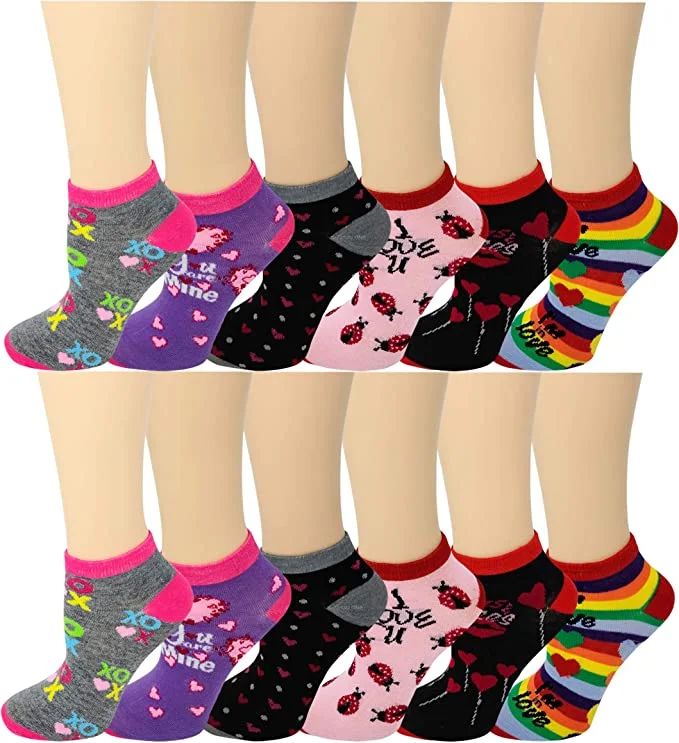 Grey stockings for a neutral and modern optionLow Cut Anklet Socks | Hearts Design | Women 12 Pairs