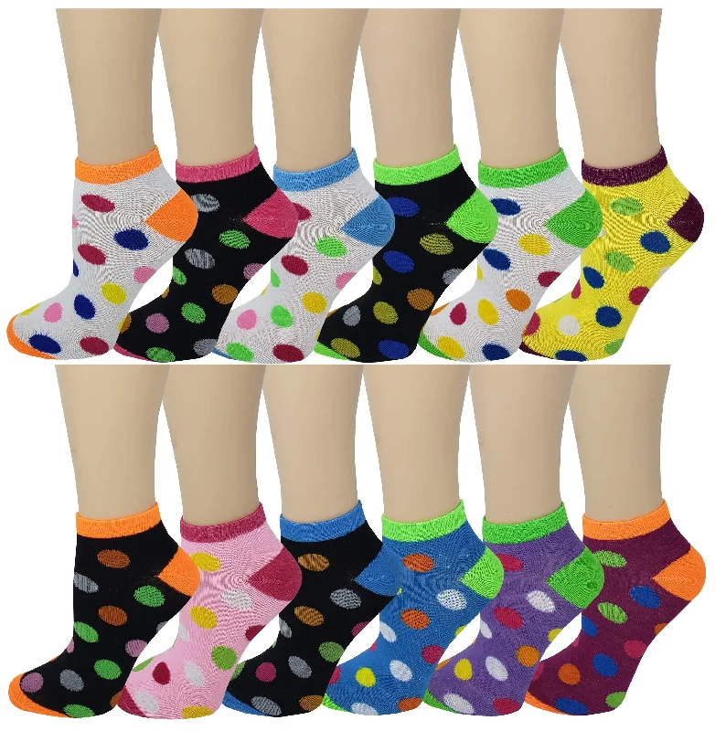 Halloween - themed stockings for a spooky costumeLow Cut Ankle Socks | Polka Dot Neon Color | Women's (12 Pairs) Halloween - themed stockings for a spooky costumeLow Cut Ankle Socks | Polka Dot Neon Color | Women's (12 Pairs)