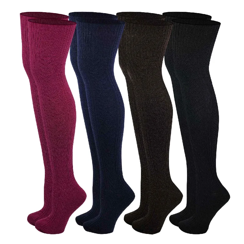 Office - appropriate stockings for workThigh High Wool Boot Socks | Winter Cable Knit | Women (4 pairs) Office - appropriate stockings for workThigh High Wool Boot Socks | Winter Cable Knit | Women (4 pairs)