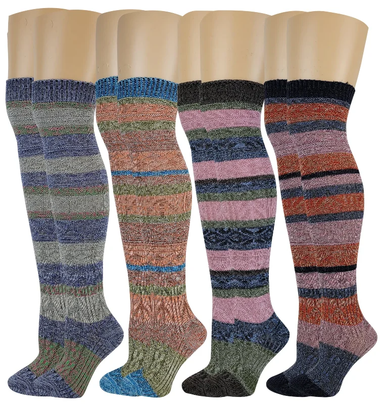 Wool - blend stockings for warmth in winterOver the Knee Socks | Assorted Color (4 Pairs)