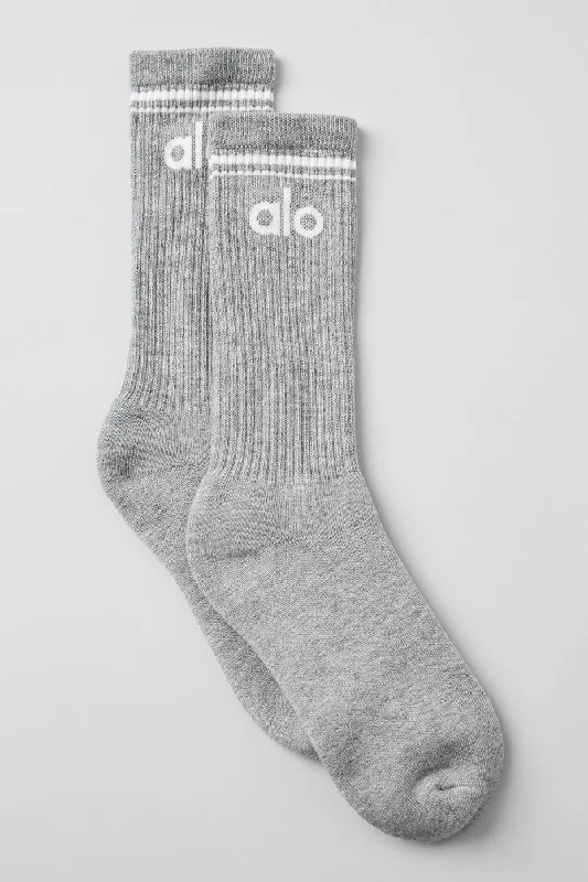 Unisex Throwback Sock - Athletic Heather Grey/White