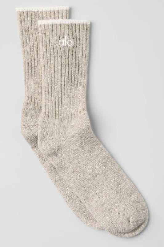 Unisex Cashmere Light Frosted Sock - Winter Latte/Ivory