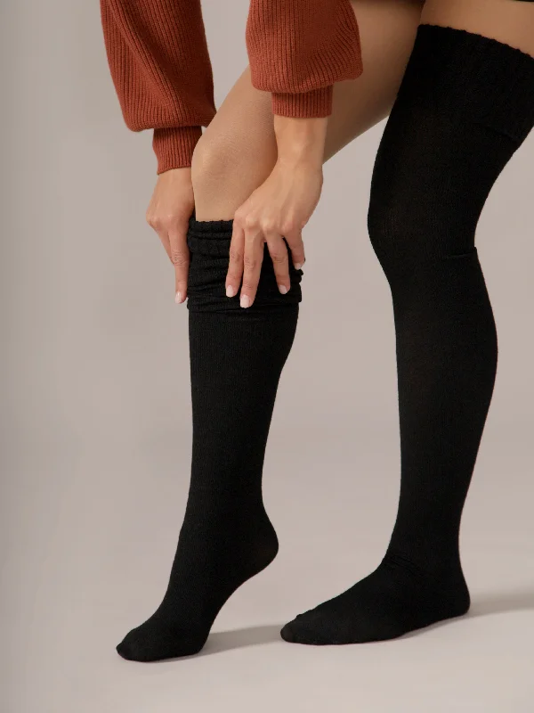 women tights for a night out with a short dressBlack Merino Wool OTK Socks