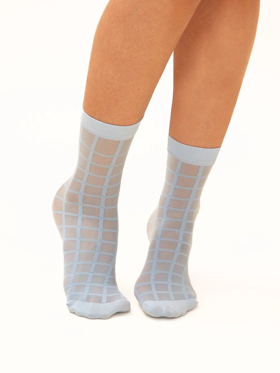 organic cotton women tights for an eco - friendly choiceChecked Sheer Socks in Sky Blue organic cotton women tights for an eco - friendly choiceChecked Sheer Socks in Sky Blue