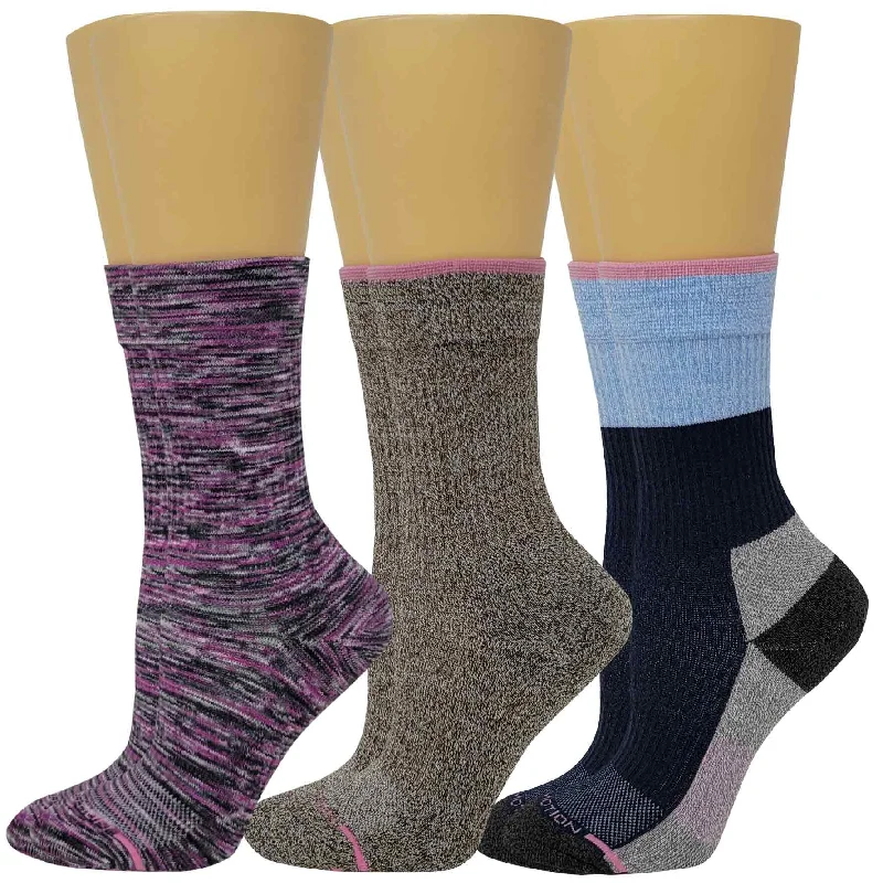 Women's sheer stockings with a fishnet patternCompression Crew Socks | Outdoor Assorted Half-Cushion | Dr Motion ( 3 Pairs )
