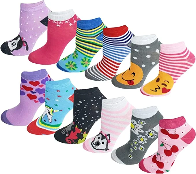 Reinforced - toe stockings for durabilityLow Cut Ankle Socks | Colorful Emoji Design | Women's (12 Pairs) Reinforced - toe stockings for durabilityLow Cut Ankle Socks | Colorful Emoji Design | Women's (12 Pairs)
