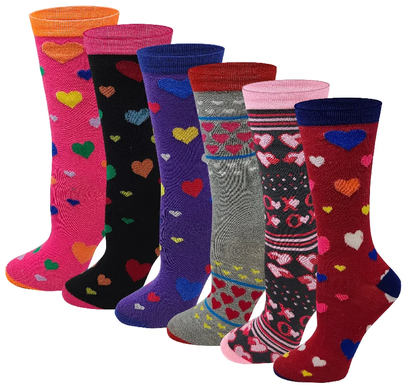 Black stockings for a versatile and classic lookWomen 6 Pairs Hearts Design Novelty Crew Socks Black stockings for a versatile and classic lookWomen 6 Pairs Hearts Design Novelty Crew Socks