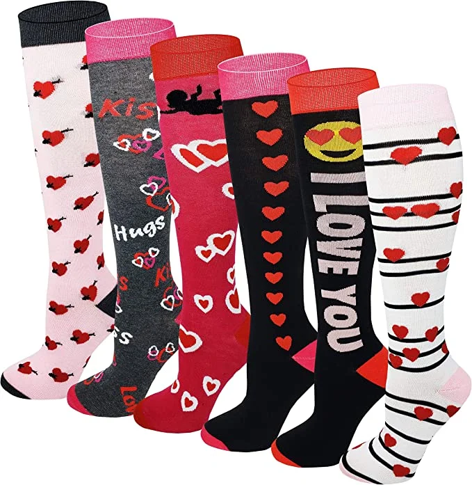 Patterned stockings with polka dotsKnee High Socks | Fancy Valentine's Day | Women's (6 Pairs) Patterned stockings with polka dotsKnee High Socks | Fancy Valentine's Day | Women's (6 Pairs)