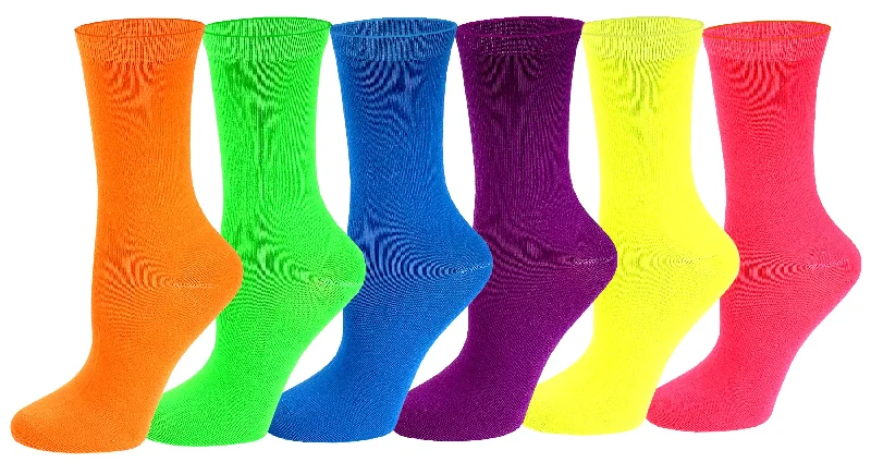 Patterned stockings with polka dotsWomen 6 Pairs Pack Neon Color Novelty Crew Socks