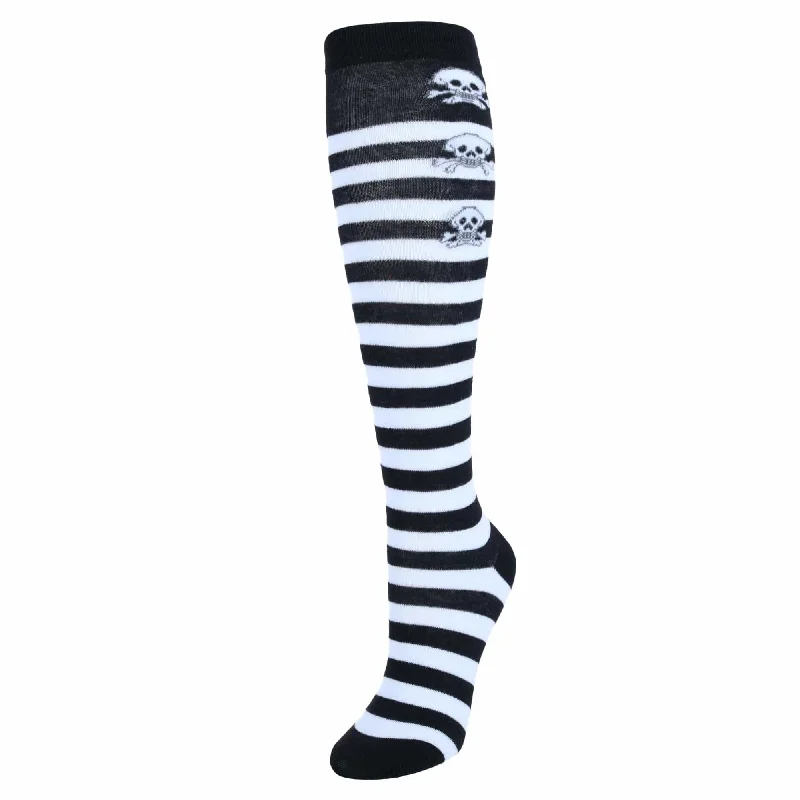 Silk stockings for a luxurious feelCTM® Women's Gothic Skull Striped Knee-High Socks (1 Pair)