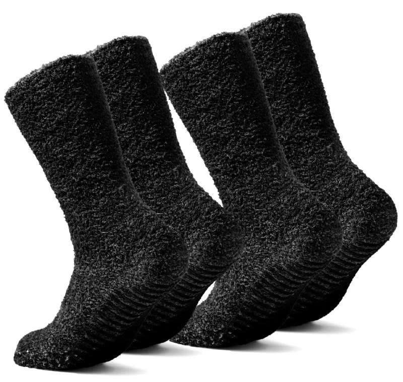 Christmas - colored stockings for the holiday seasonGripjoy Socks Women's Dark Grey Fuzzy Socks with Grips (Pack of 2) Christmas - colored stockings for the holiday seasonGripjoy Socks Women's Dark Grey Fuzzy Socks with Grips (Pack of 2)