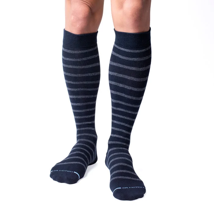 Compression Knee High Socks | Cotton Blend Stripes | Men's (1 Pair)