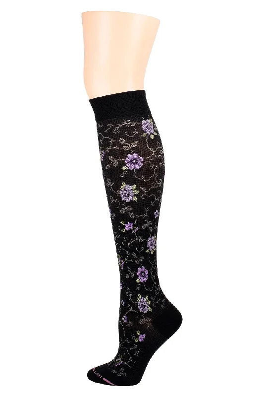 Knee - high stockings with a decorative bowCompression Knee High Socks | Women's Pretty Floral (1 pair)