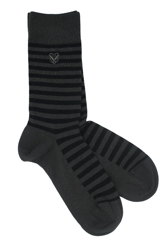 Patterned stockings with polka dotsThe Earl Striped Bamboo Socks - Ash Grey