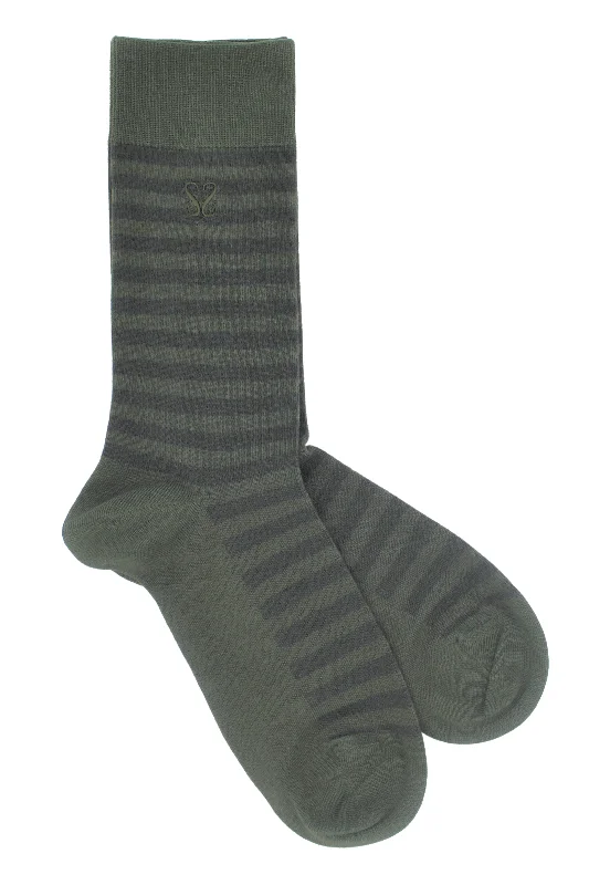 Party stockings for a night outThe Earl Striped Bamboo Socks - Sage Green