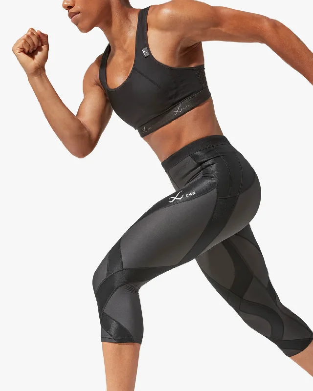 women tights with a blend of spandex for stretchEndurance Generator Insulator Joint & Muscle Support 3/4 Compression Tight: Women's Black