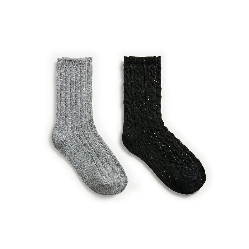White stockings for a pure and innocent aestheticFlecked Pucker Chain Cable/Solid Rib Crew Sock 2-Pack White stockings for a pure and innocent aestheticFlecked Pucker Chain Cable/Solid Rib Crew Sock 2-Pack