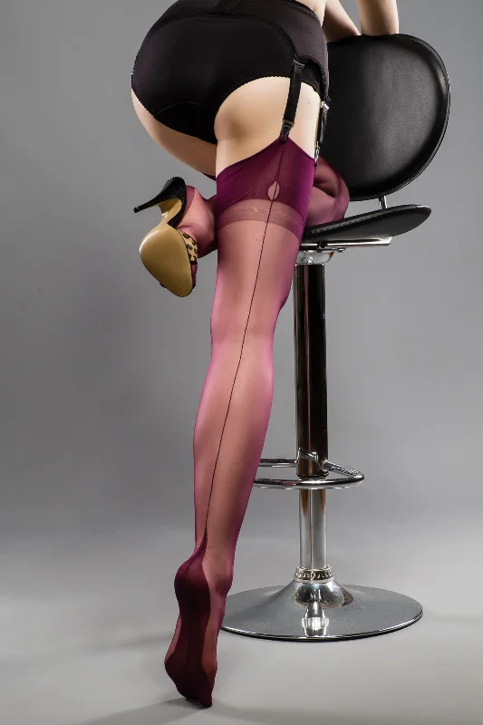 women tights for a casual day with a skirtGio Fully Fashioned Stockings - Point Heel, Plum women tights for a casual day with a skirtGio Fully Fashioned Stockings - Point Heel, Plum