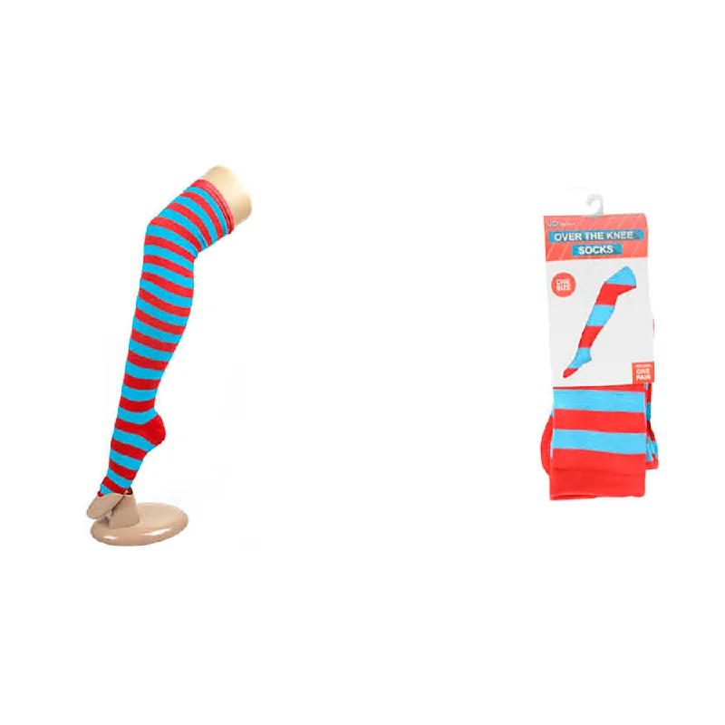 Over The Knee Socks - Red & Blue