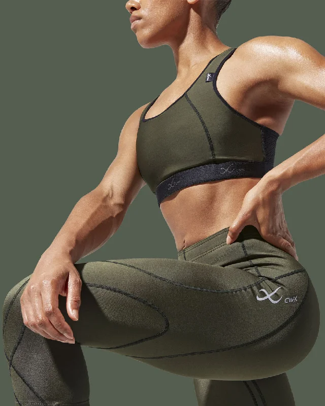 women tights with a control top for shapingStabilyx Joint Support 3/4 Compression Tight: Women's Forest Night