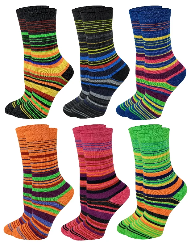 Lace - top stockings for a feminine touchSumona 6 Pairs Women Colorful Stripes Design Novelty Crew Socks Lace - top stockings for a feminine touchSumona 6 Pairs Women Colorful Stripes Design Novelty Crew Socks