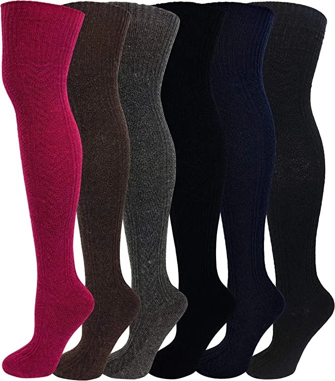Non - slip stockings for safety on slippery surfacesThigh High Winter Boot Socks | Wool Cable Knit | Women (6 Pairs) Non - slip stockings for safety on slippery surfacesThigh High Winter Boot Socks | Wool Cable Knit | Women (6 Pairs)