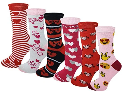 Silk stockings for a luxurious feelSumona 6 Women Pairs Valentine's Day Fancy Design Crew Socks Silk stockings for a luxurious feelSumona 6 Women Pairs Valentine's Day Fancy Design Crew Socks