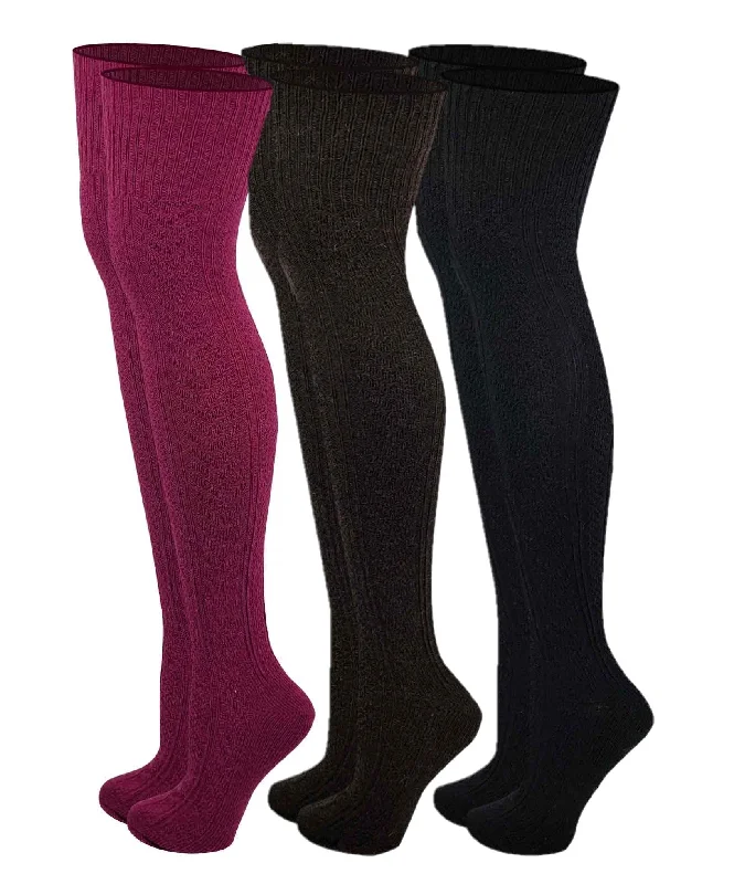 Cotton - blend stockings for breathabilityThigh High Wool Boot Socks | Winter Cable Knit | Women (3 pairs) Cotton - blend stockings for breathabilityThigh High Wool Boot Socks | Winter Cable Knit | Women (3 pairs)