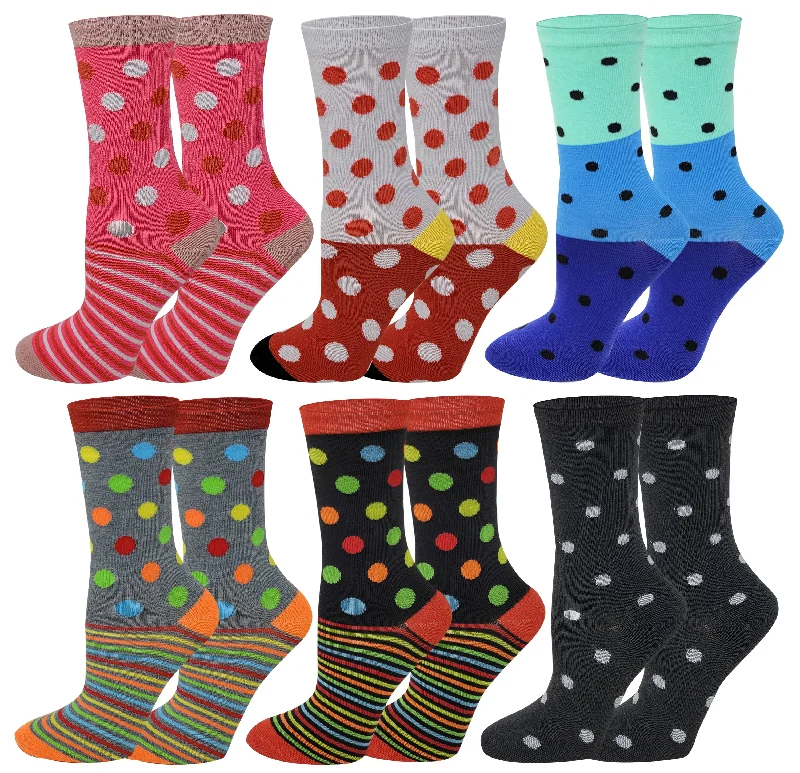 Microfiber stockings for a lightweight optionCrew Socks | Polka Dot Print | Women (6 Pairs)