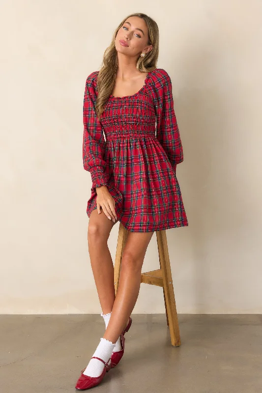 Velvet mini dresses for autumn weddingsDance With Me 100% Cotton Red Plaid Long Sleeve Mini Dress Velvet mini dresses for autumn weddingsDance With Me 100% Cotton Red Plaid Long Sleeve Mini Dress