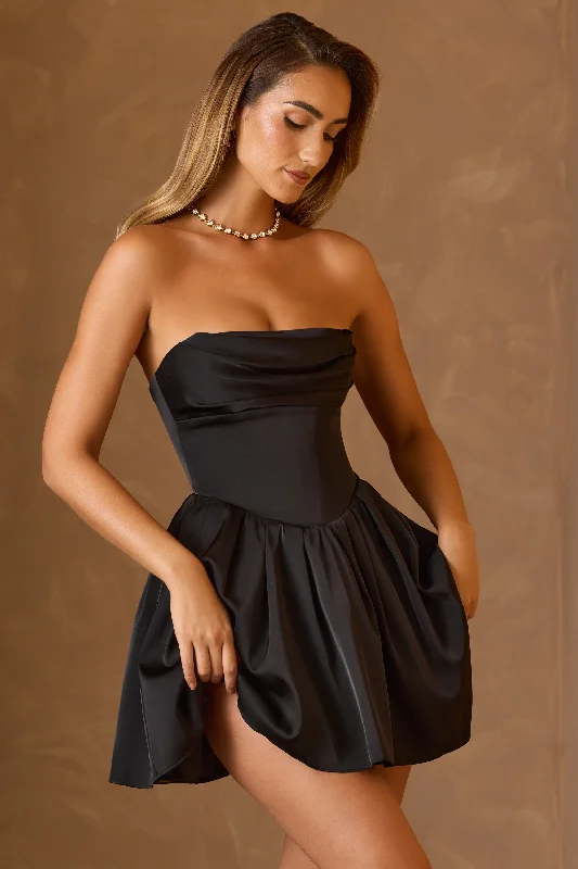 Mini dresses with wrap - around stylesCowl-Neck Corset Mini Dress in Black
