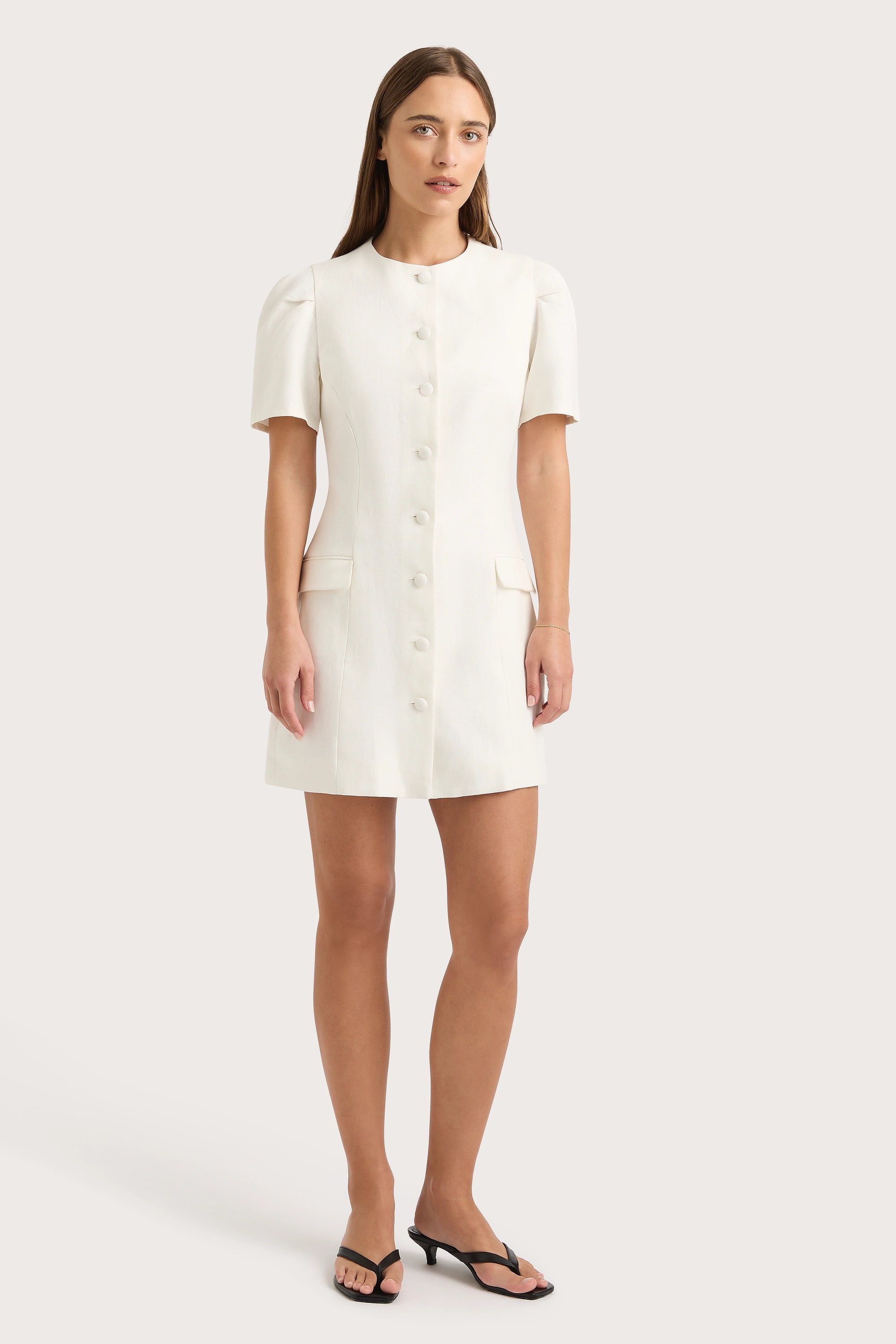 Mini dresses with puff sleeves for a vintage lookEmma Mini Dress White