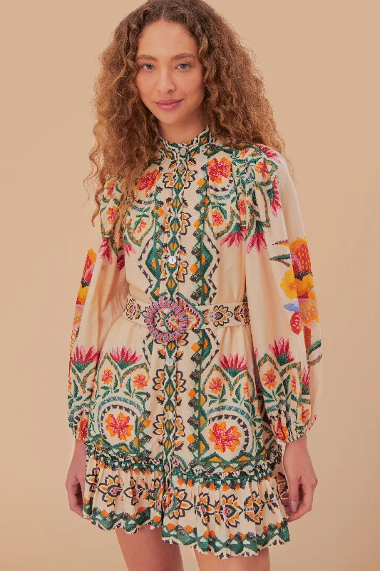 Mini dresses with geometric prints for a modern aestheticCream Lucy Floral Tapestry Long Sleeve Mini Dress Mini dresses with geometric prints for a modern aestheticCream Lucy Floral Tapestry Long Sleeve Mini Dress