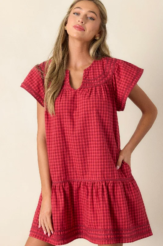Mini dresses with halter necks for a stylish choicePicnic Day 100% Cotton Red Gingham Mini Dress Mini dresses with halter necks for a stylish choicePicnic Day 100% Cotton Red Gingham Mini Dress
