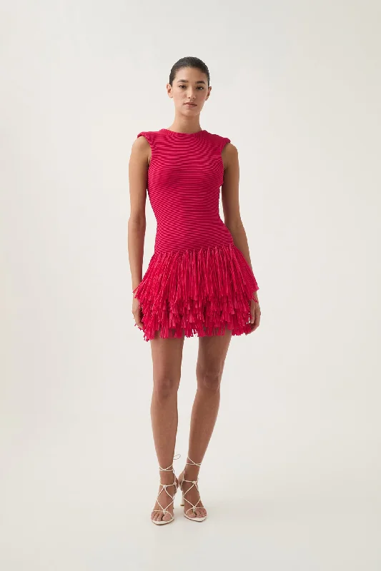 Plaid mini dresses for fall fashionRushes Raffia Knit Mini Dress