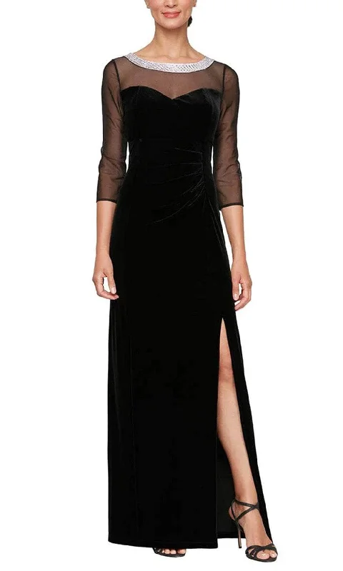 Alex Evenings 8491951 - Embellished Sheer Quarter Sleeve Evening Gown