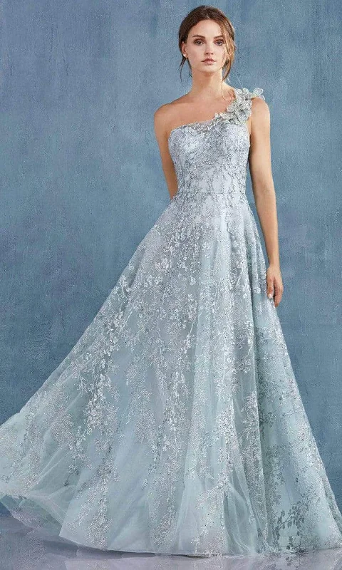 Andrea and Leo - A0989 Floral Embroidered One-Sleeve Prom Dress