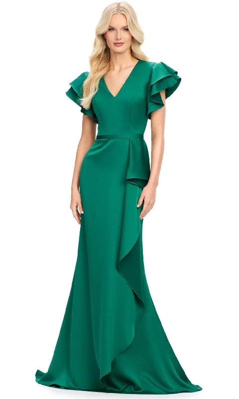 Ashley Lauren 11737 - Flutter Sleeve Ruffle Evening Gown