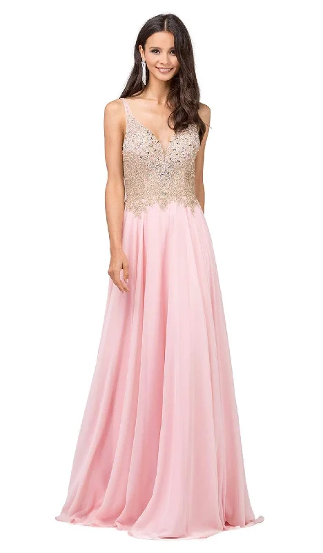 Dancing Queen - 2259 Beaded Plunging Sweetheart Chiffon Prom Dress