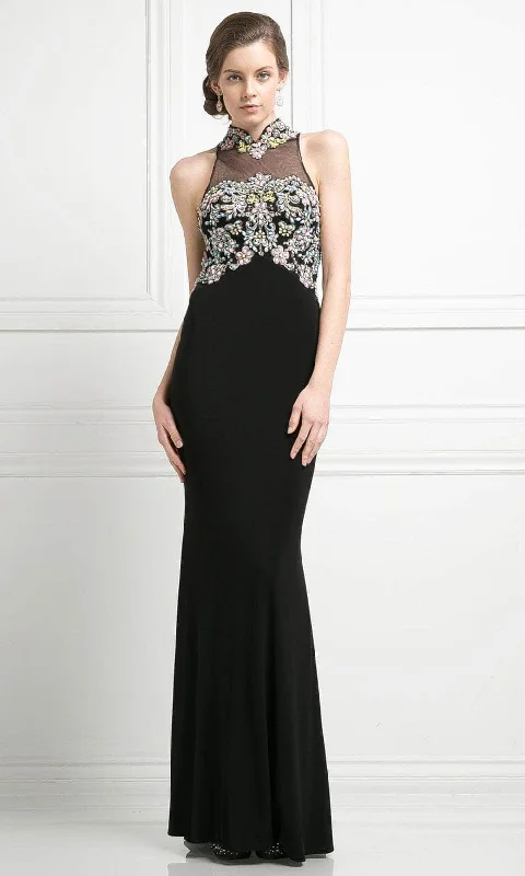 Cinderella Divine CK43 - Cutout Back Halter Evening Gown