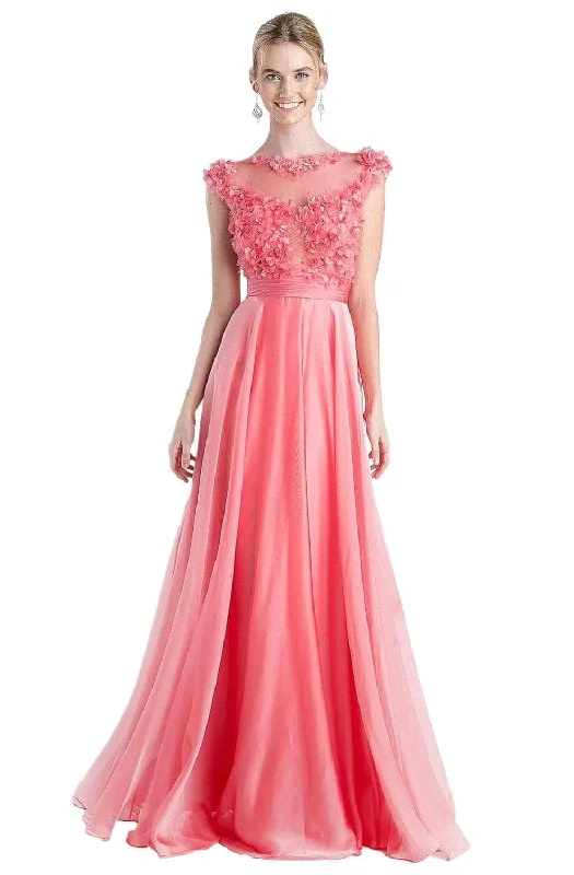 Ladivine CJ218 - Applique Bateau Chiffon Bridesmaid Dress