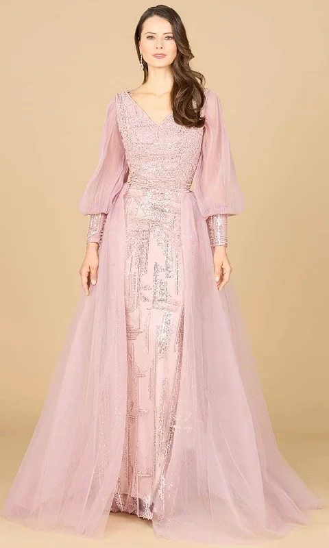 Lara Dresses 29158 - V-Neck Long Sleeve Evening Gown