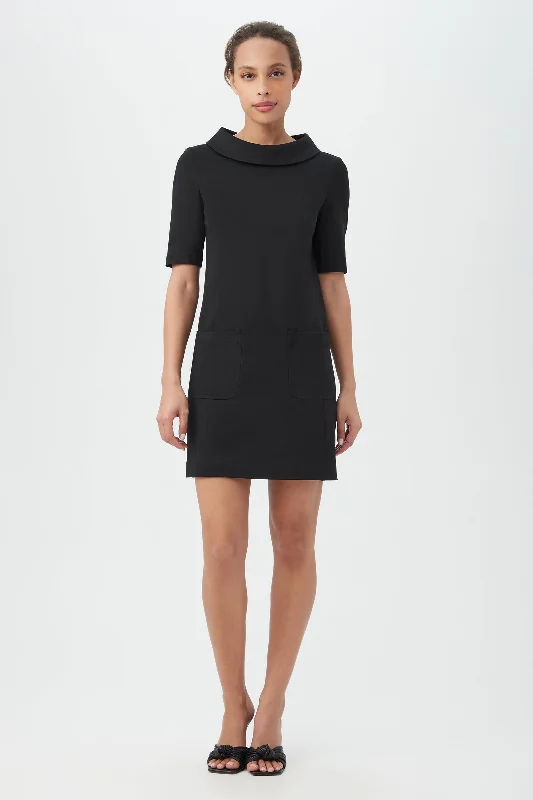 Maleko 2 Short-Sleeve Shift Dress With Folded Collar