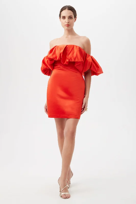 Nia Satin Off The Shoulder Short Cocktail Dress