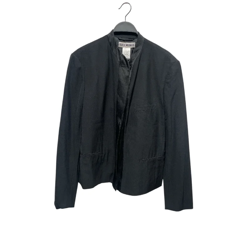 Shearling - lined women's leather coats for ultimate warmth and luxuryISSEY MIYAKE/Jacket/L/Silk/BLK/Single Brested Collar Shearling - lined women's leather coats for ultimate warmth and luxuryISSEY MIYAKE/Jacket/L/Silk/BLK/Single Brested Collar
