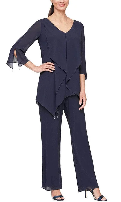 Alex Evenings 8192004 - Ruffled Scoop Neck Pantsuit